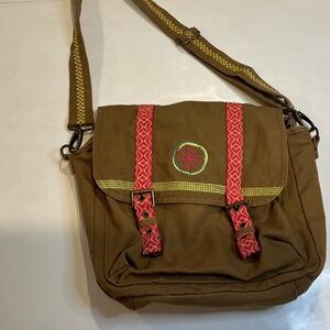 American Girl Canvas travel crossover shoulder backpack brown like new.